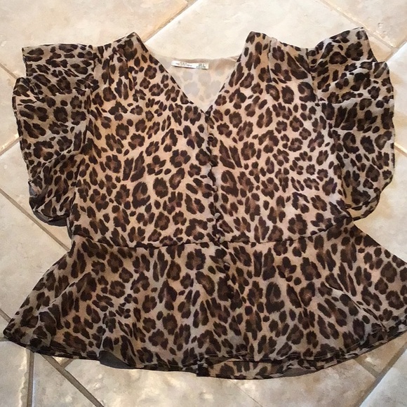 ☀️Dex Leopard print short sleeve blouse - Picture 1 of 7